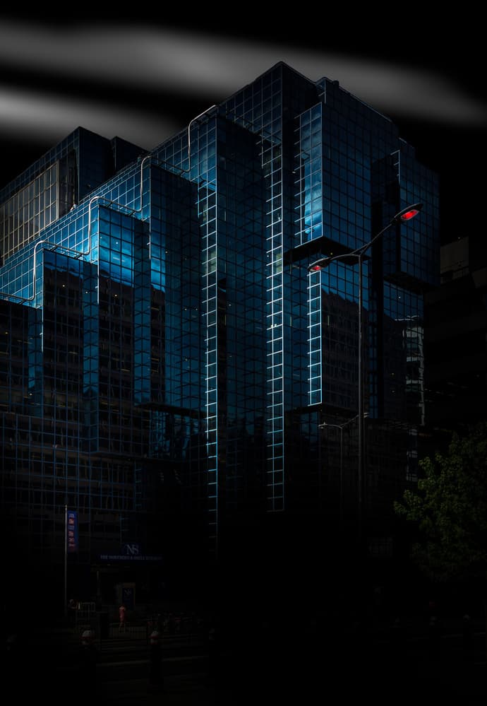 Sleek City Blue Night by Luigi Greco — canvas wall art