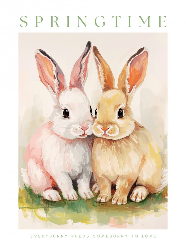 Spring Bunny Friends by Ohkimiko — canvas wall art