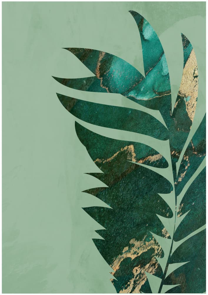 Emerald Gold Leaves by Sarah Manovski — canvas wall art