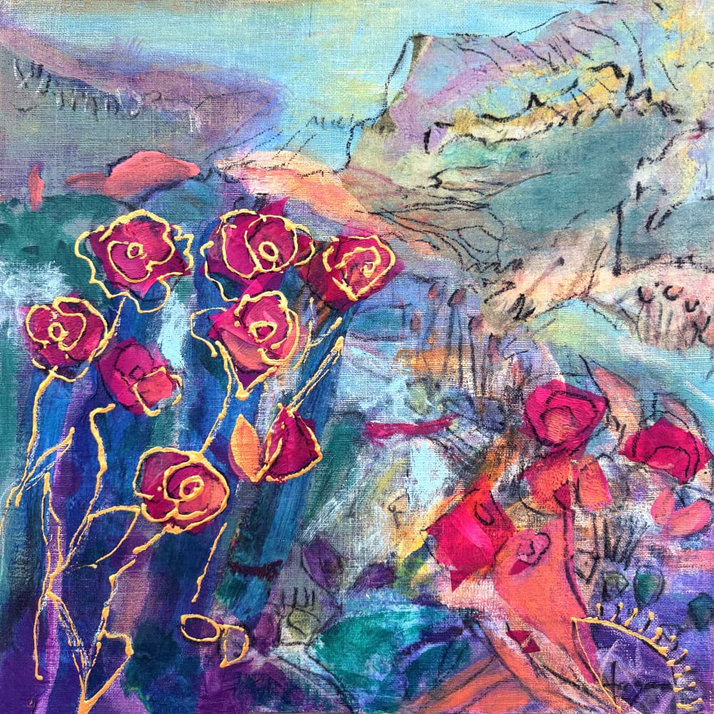 Vibrant Abstract Roses by Dorothy Fagan — canvas wall art