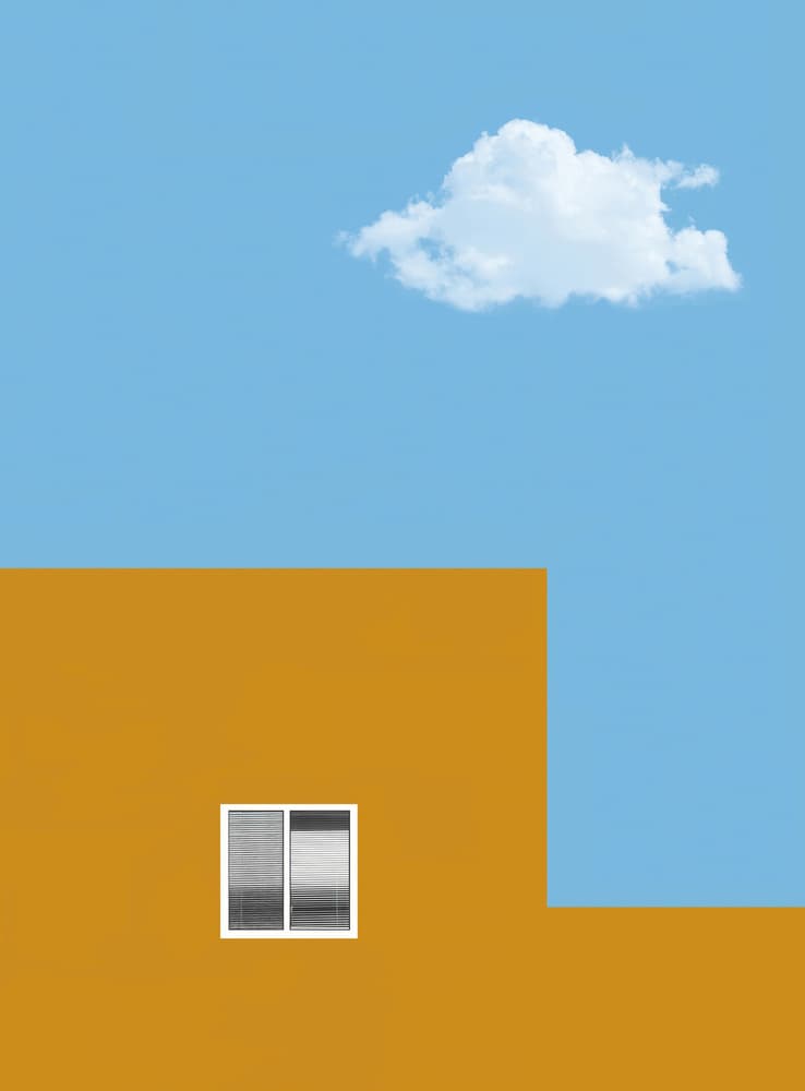 Orange Wall Blue Sky by Roxana Labagnara — canvas wall art