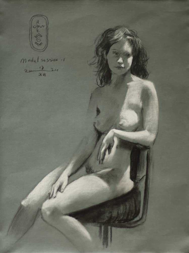 Seated Nude Study by Corné Akkers — canvas wall art