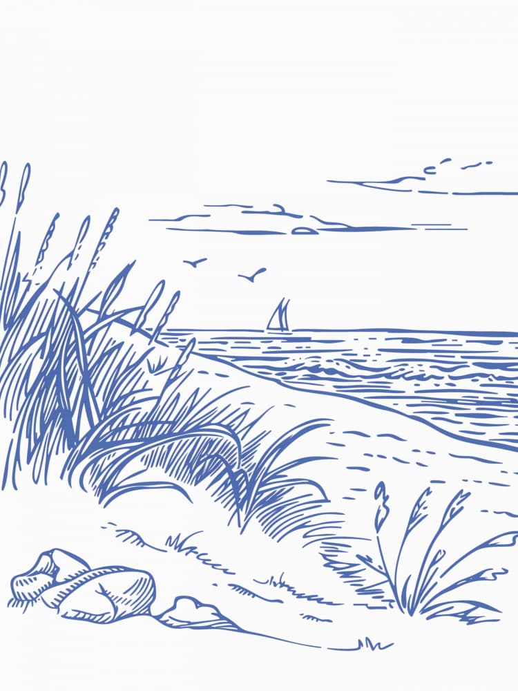 Serene Coastal Sketch by Jolly and Dash — canvas wall art