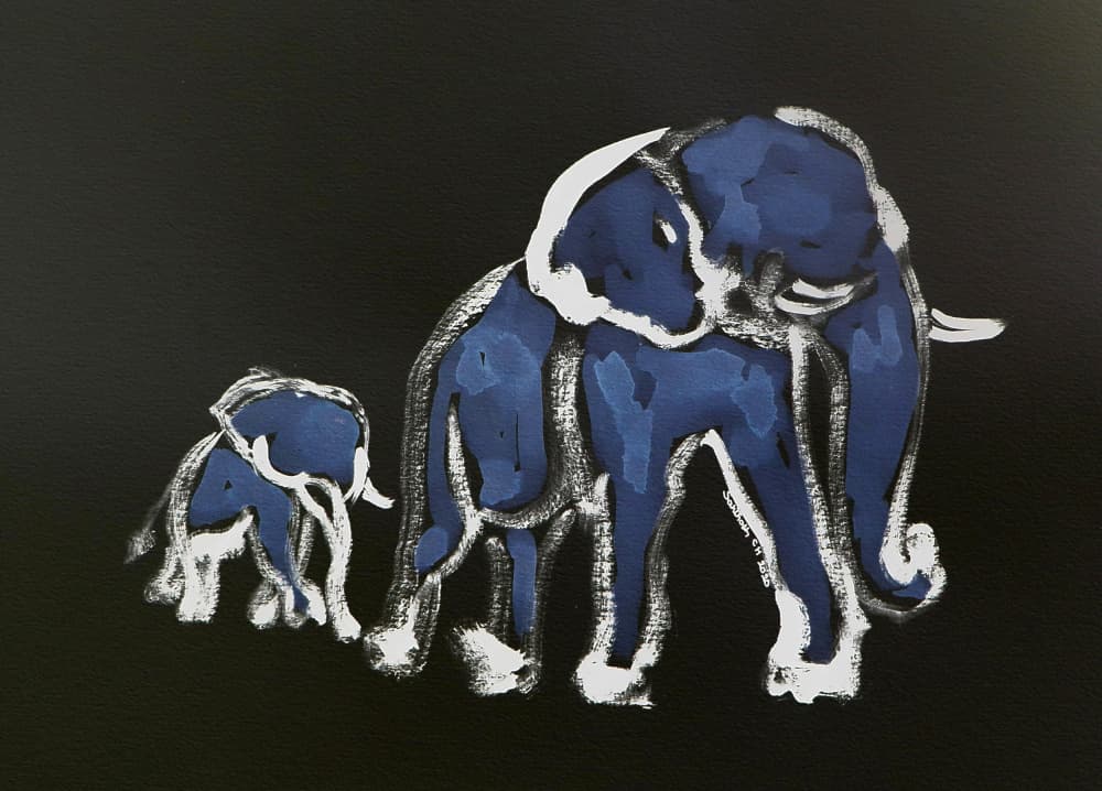 Blue Elephant Family by Santhosh ch — canvas wall art