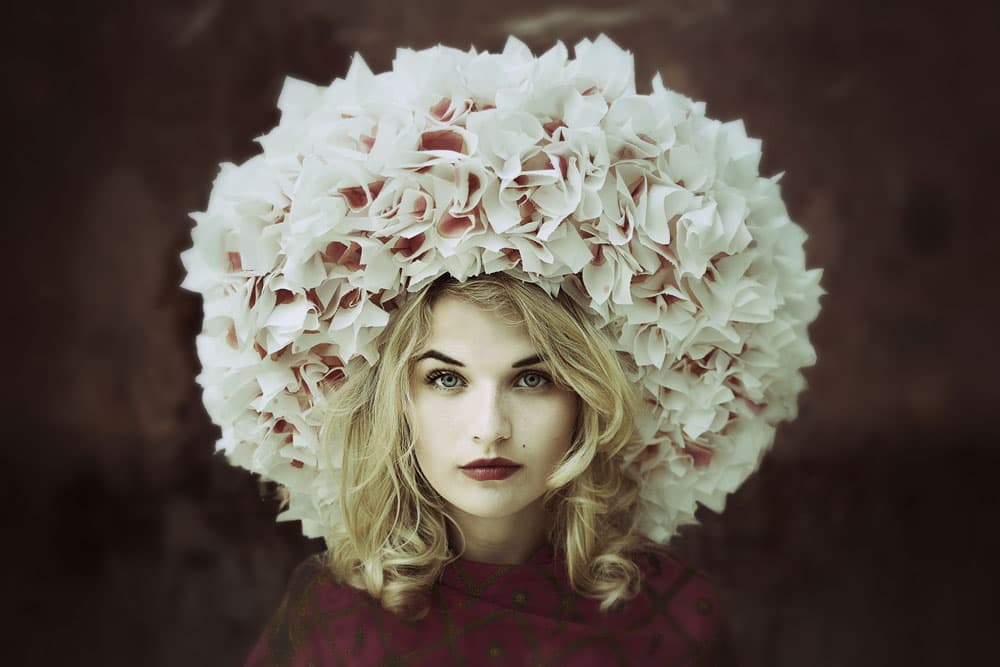 White Floral Crown by kenp — canvas wall art