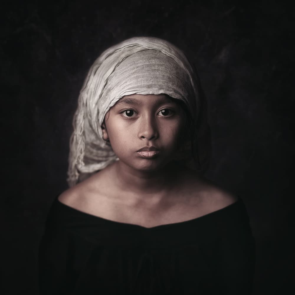 Pensive Girl Portrait by Hari Sulistiawan — canvas wall art