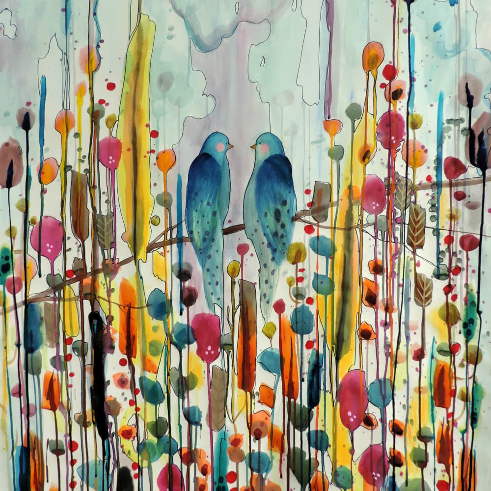 Whimsical Garden Birds by Sylvie Demers — canvas wall art