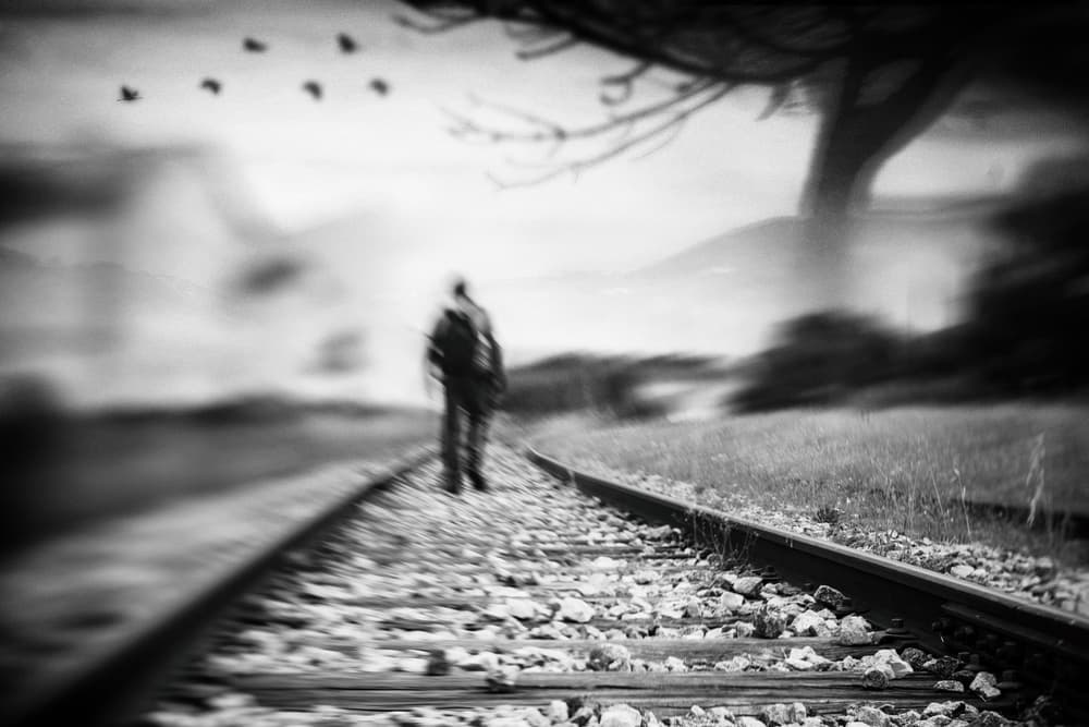 Wanderer on Tracks by Ina Tänzer — canvas wall art