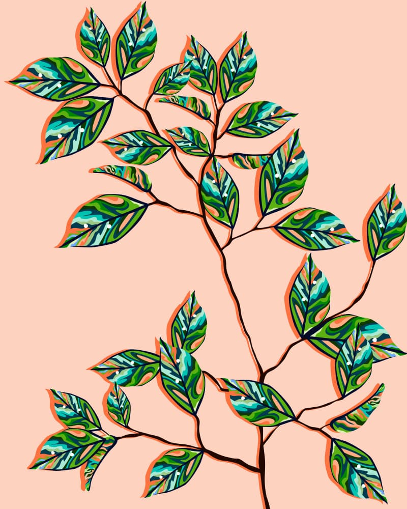 Vibrant Botanical Leaves by Uma Gokhale — canvas wall art