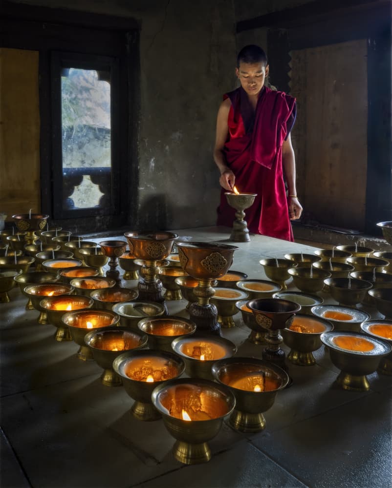 Young Monk Temple Light by Raimondo Restelli — canvas wall art