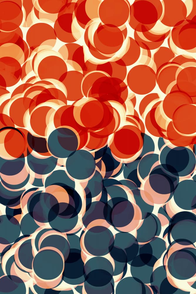 Vibrant Orange Blue Circles by Petr Strnad — canvas wall art