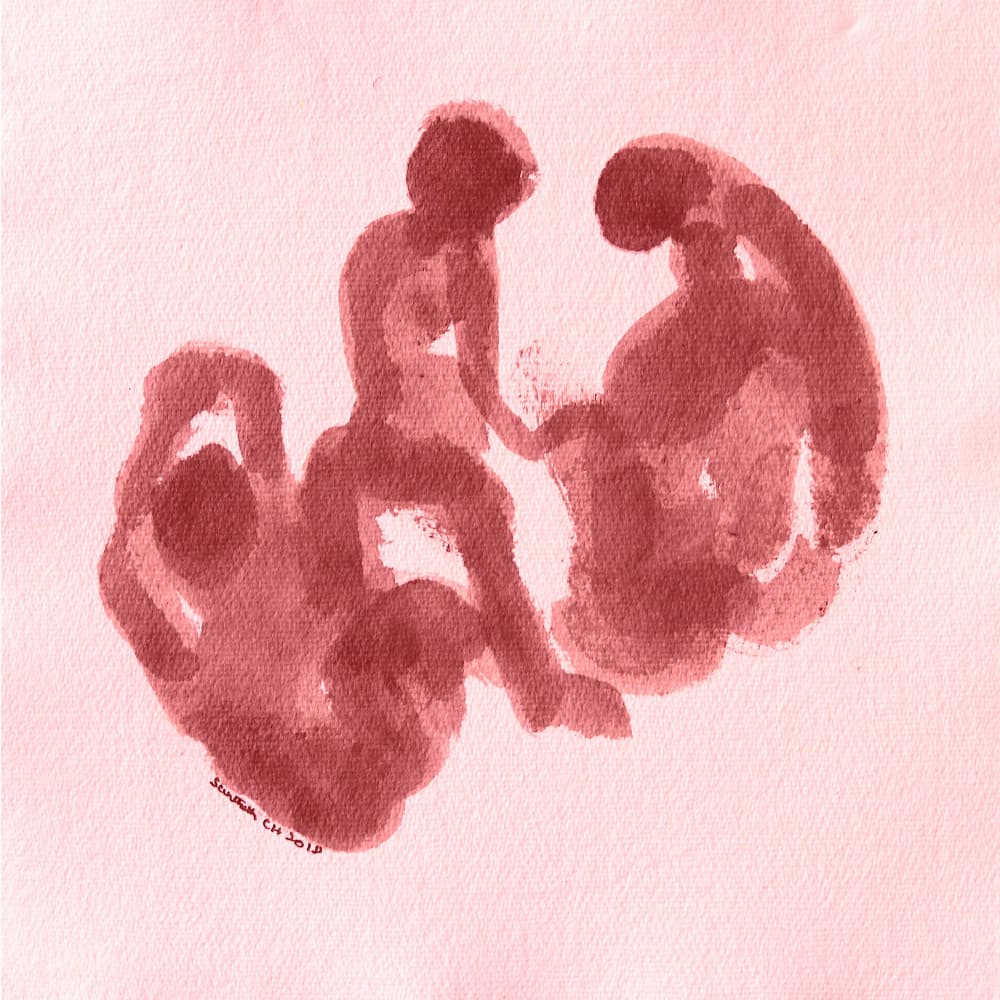 Connected Feminine Figures by Santhosh ch — canvas wall art
