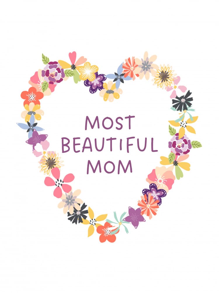Colorful Floral Mom Heart by Ohkimiko — canvas wall art