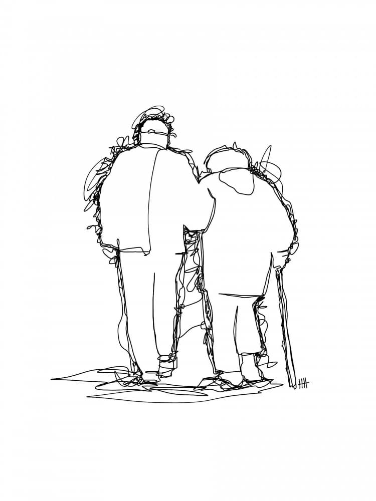 Elderly Couple Walking by Hanna Lee Tidd — canvas wall art