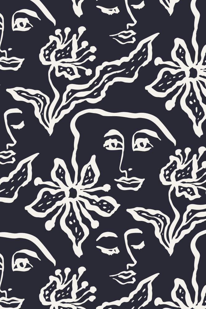 Tranquil Faces and Flowers by Anna Rose — canvas wall art