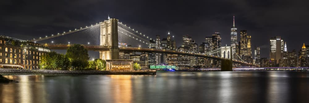 Brooklyn Bridge Night Lights by Melanie Viola — canvas wall art