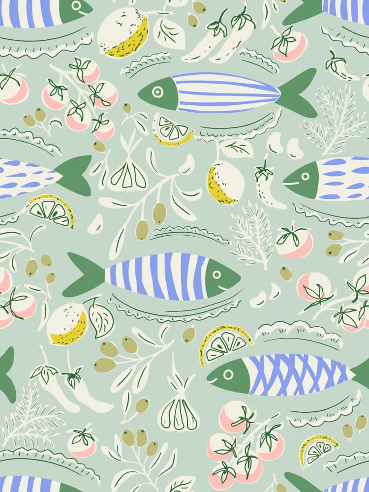 Playful Mediterranean Fish by Annick — canvas wall art