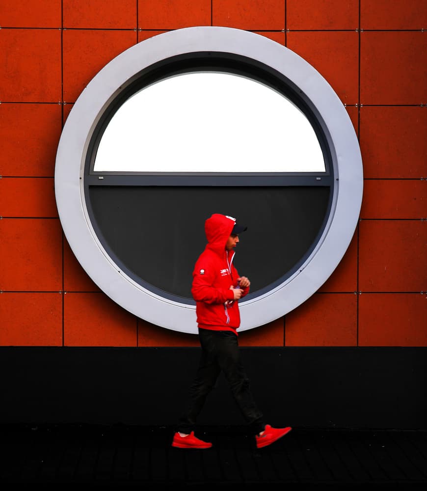 Red Walker Urban Geometry by Anna Niemiec — canvas wall art