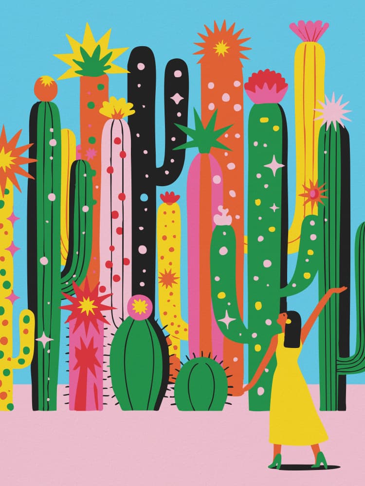 Colorful Cacti Dance by Andreas Magnusson — canvas wall art