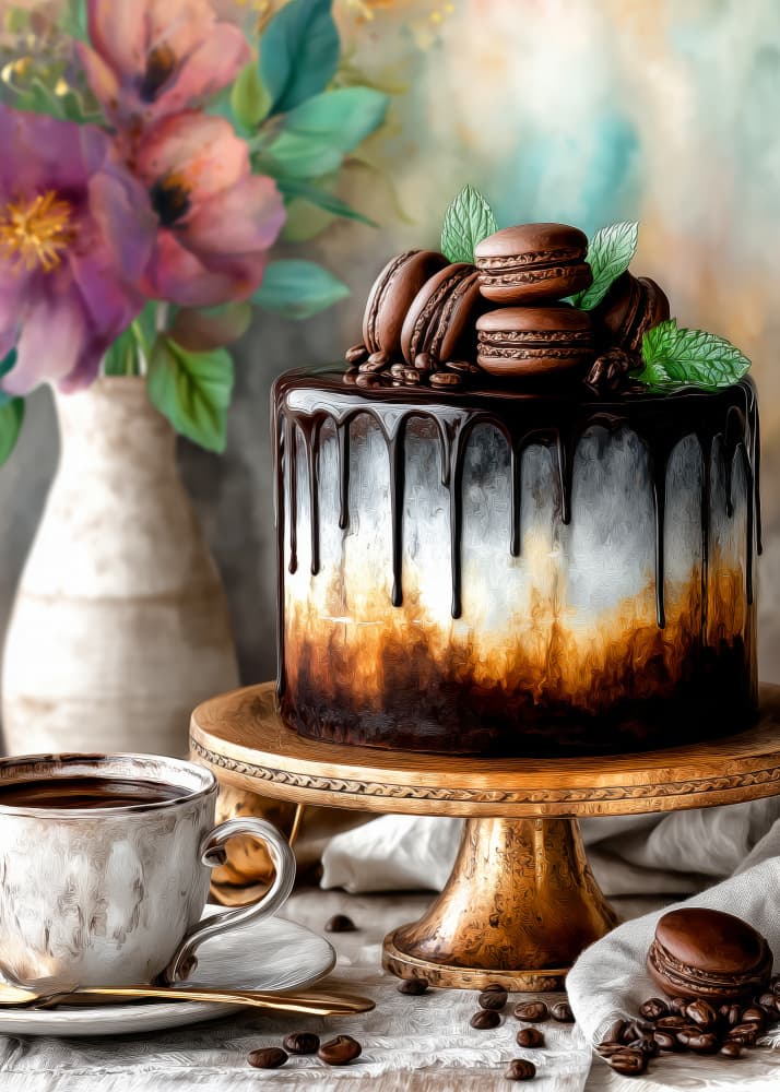 Coffee Drip Cake Bloom by Justyna Jaszke — canvas wall art