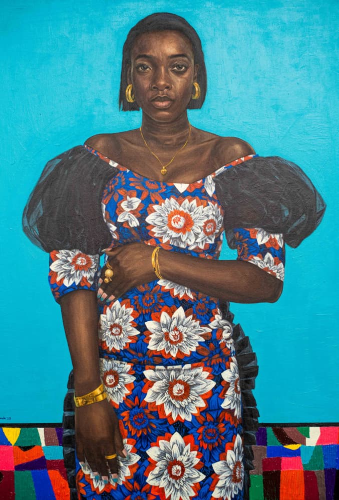 Vibrant Floral Portrait by Damilare Jamiu — canvas wall art