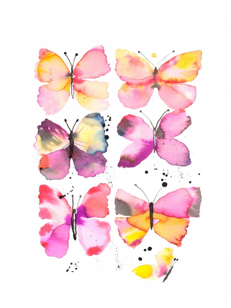 Colorful Watercolor Butterflies by Ninola Design — canvas wall art