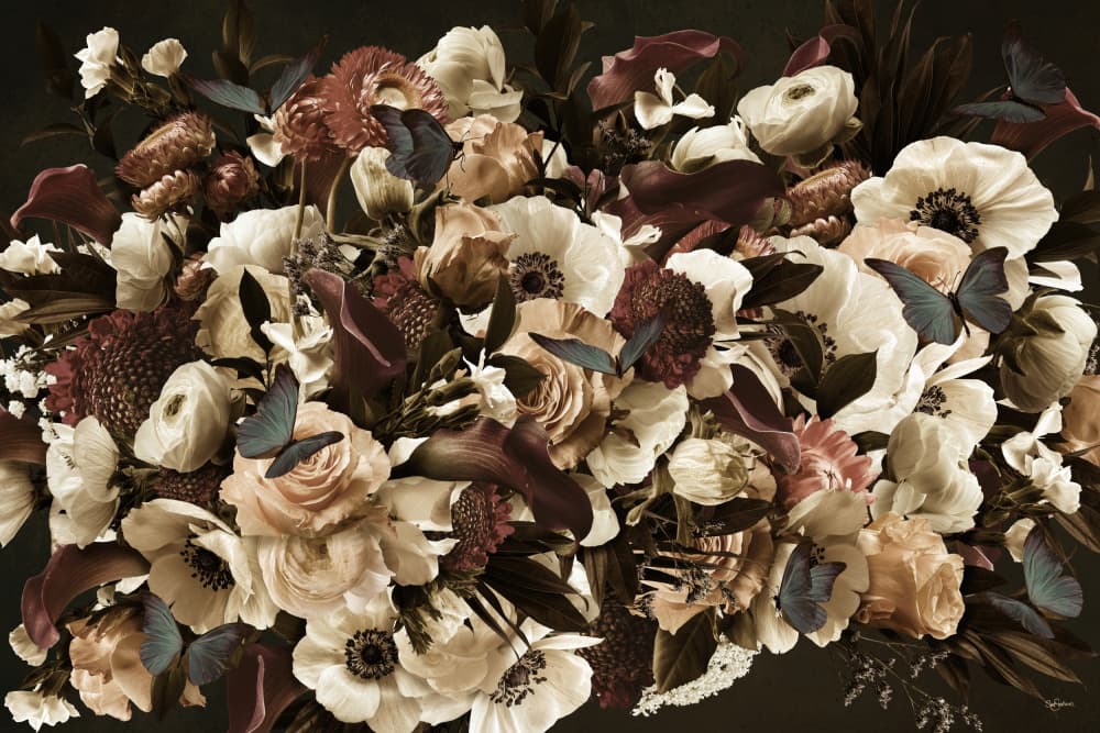 Moody Floral Butterflies by Sue Skellern — canvas wall art