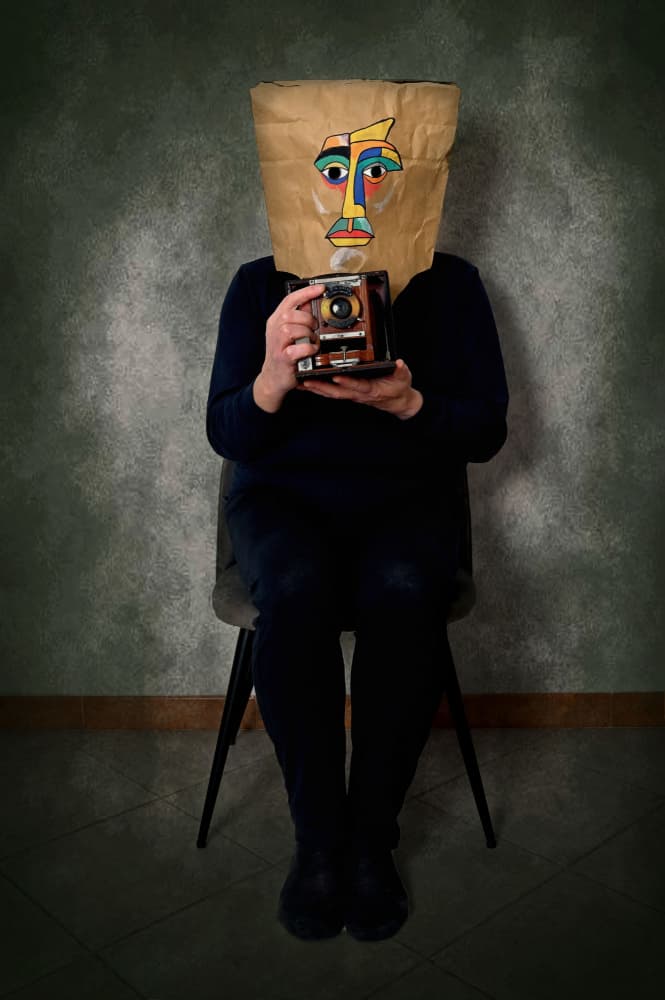 Cubist Mask Camera by Raffaele Corte — canvas wall art