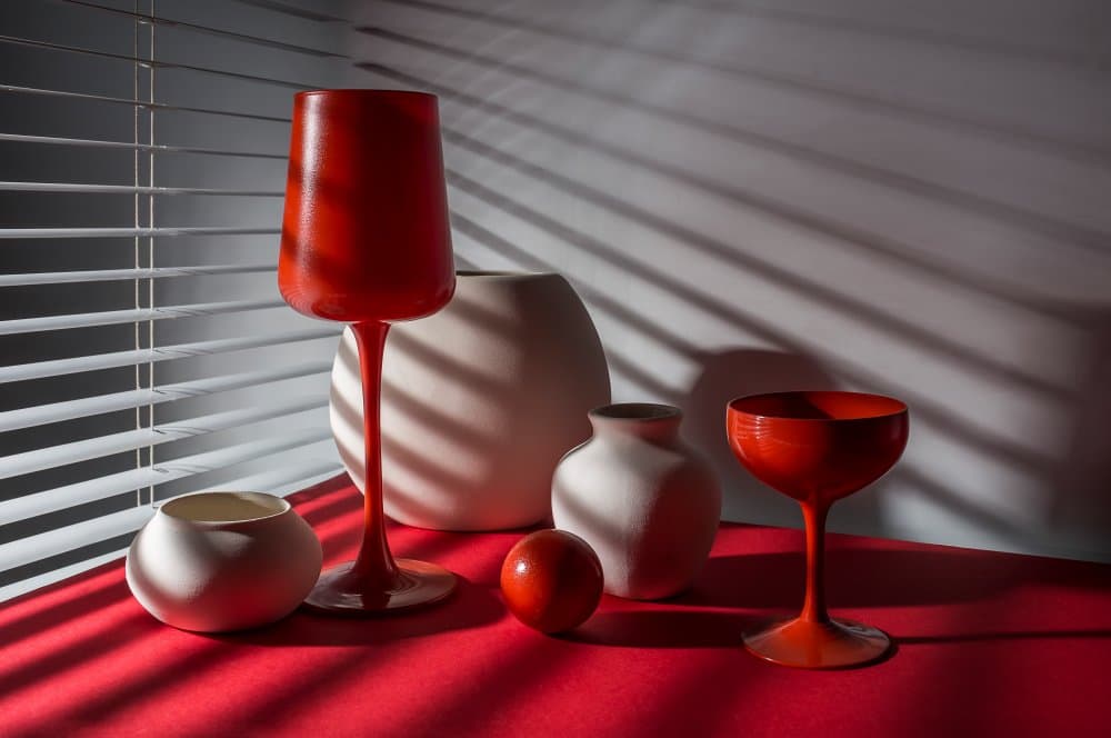 Red Shadows Still Life by Evgeniy Popov — canvas wall art
