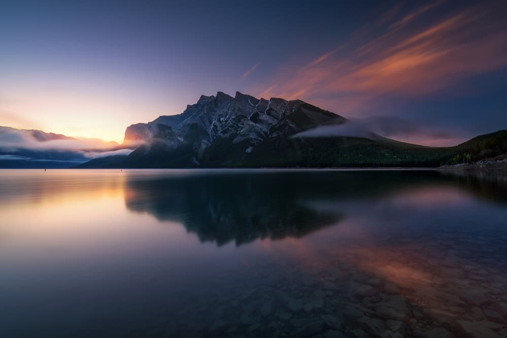 Mountain Lake Sunrise Reflection by Juan Pablo de Miguel — canvas wall art