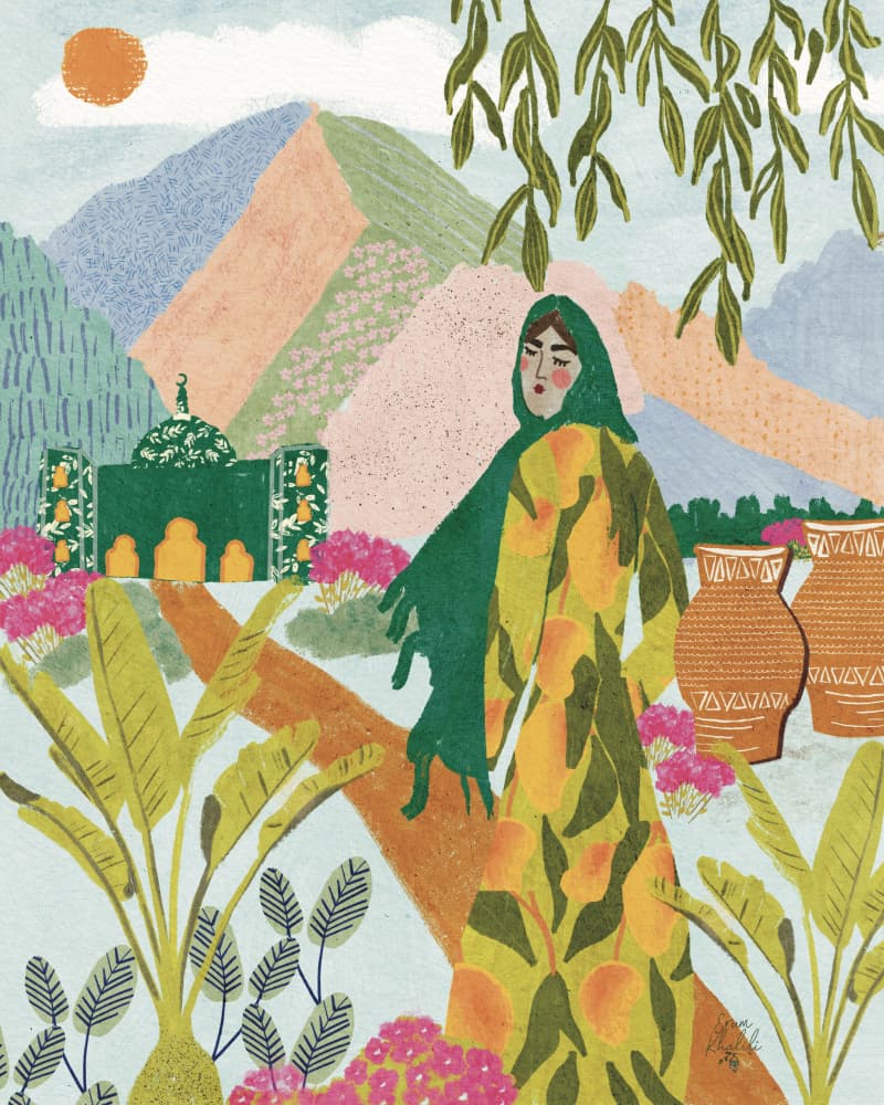 Woman in Desert Garden by Erum Khalili — canvas wall art