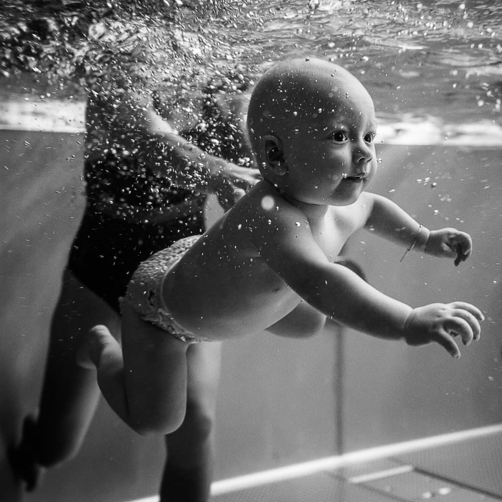 Serene Baby Swim by Martin Krystynek MQEP — canvas wall art
