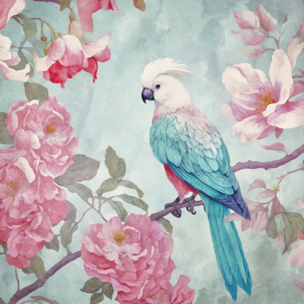 Parrot Among Roses by Andrea Haase — canvas wall art