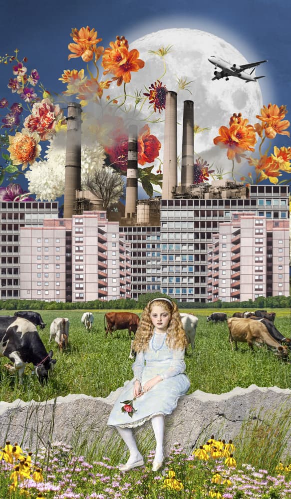 Surreal Girl Industrial Nature by Marja van den Hurk — canvas wall art