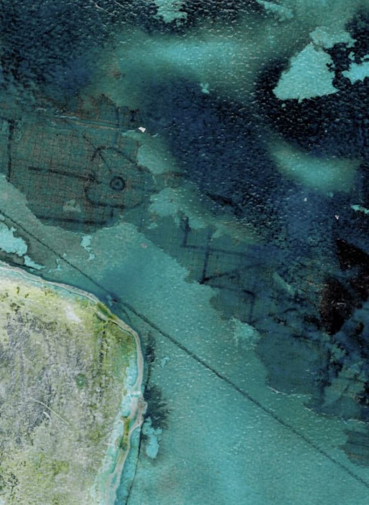 Aerial View Submerged Ruins by Deb Chaney — canvas wall art