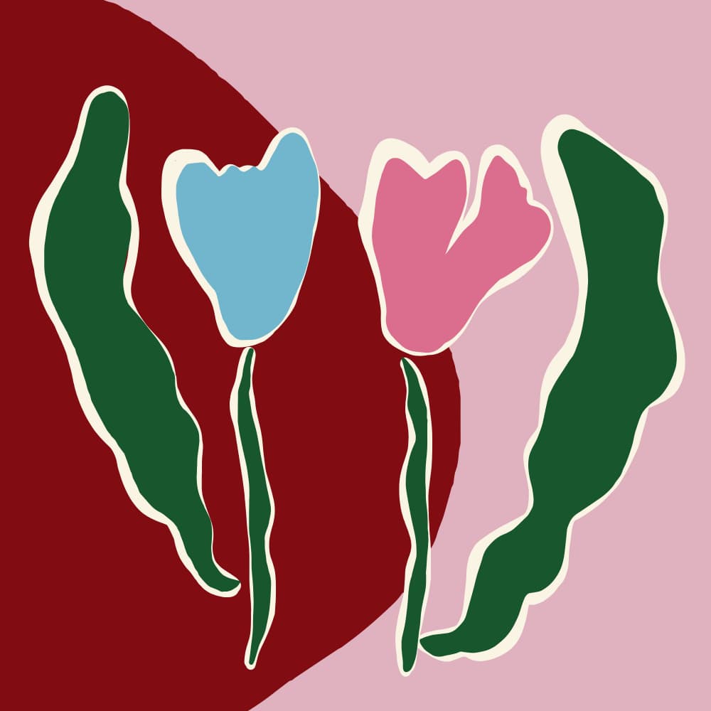 Colorful Abstract Tulips by Miho Art Studio — canvas wall art