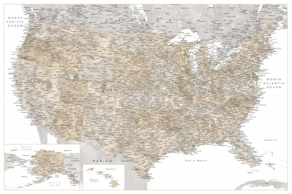 Vintage United States Map by Rosana Laiz Blursbyai — canvas wall art