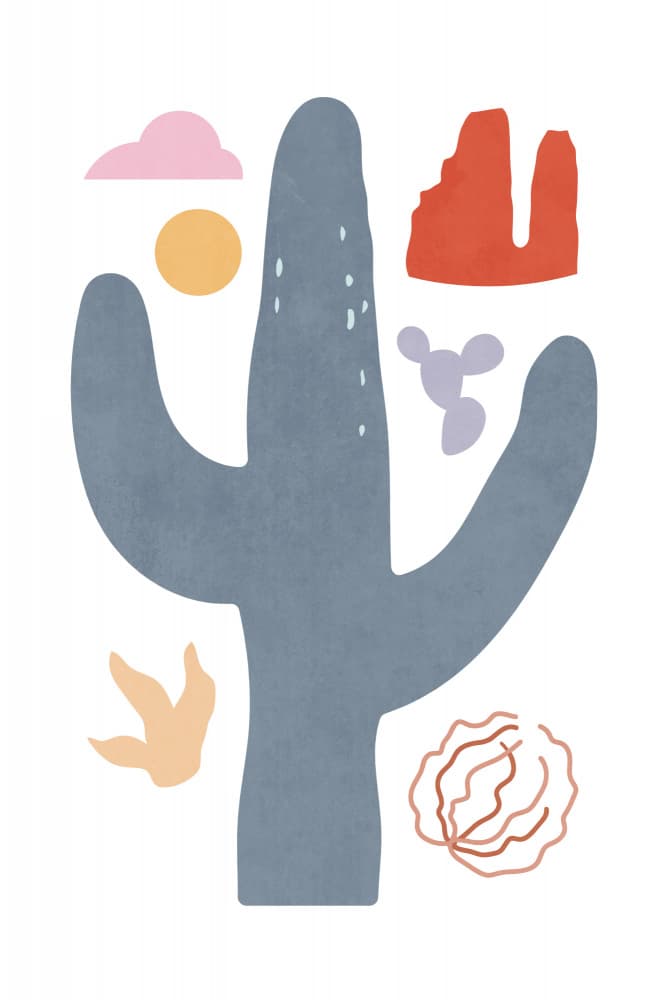 Minimalist Desert Cactus by amini54 — canvas wall art