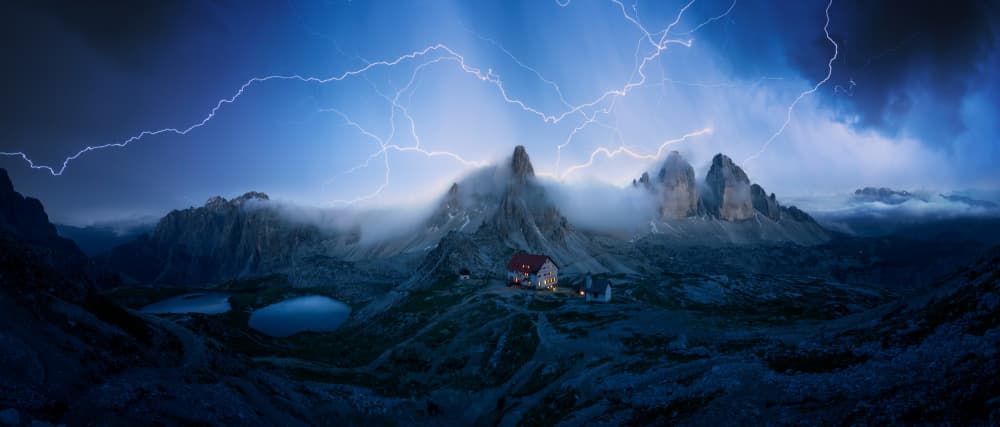 Dramatic Mountain Lightning Storm by David Martin Castan — canvas wall art