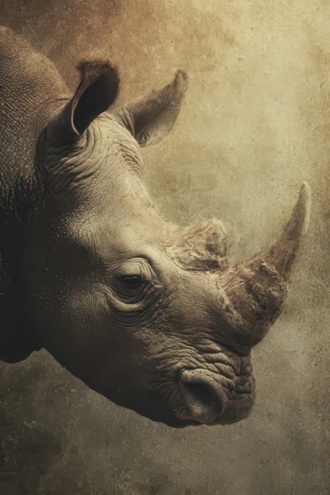 Majestic Rhino Portrait by Rafal Kulik — canvas wall art