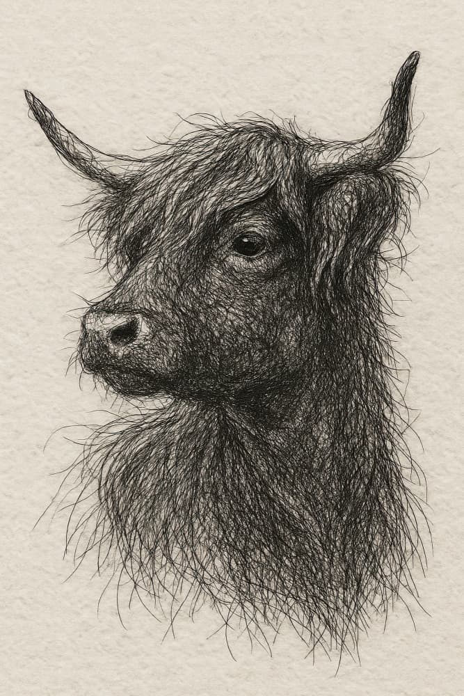 Shaggy Highland Cow by Natalie Bruns — canvas wall art