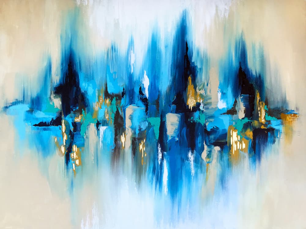 Vibrant Blue Reflection by Alyson Storms — canvas wall art