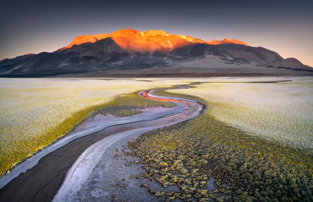 Golden Mountain River by Karol Nienartowicz — canvas wall art