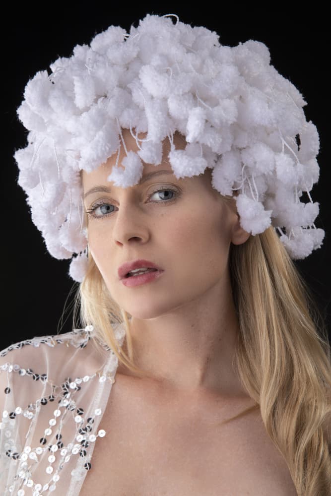 Ethereal Woman White Pompoms by Jan Slotboom — canvas wall art