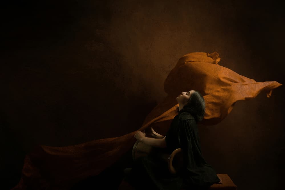 Flowing Orange Contemplation by Moein Hasheminasab — canvas wall art