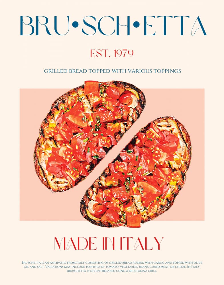 Classic Italian Bruschetta by Nazma Khokhar — canvas wall art