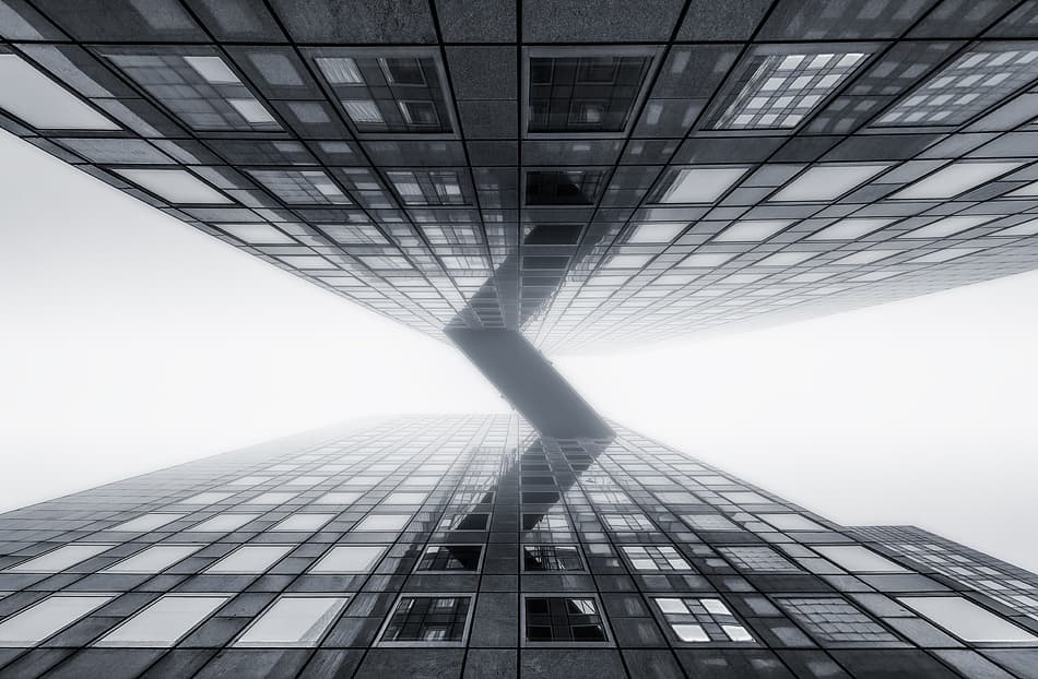 Misty Urban Symmetry by Javier de la Torre — canvas wall art