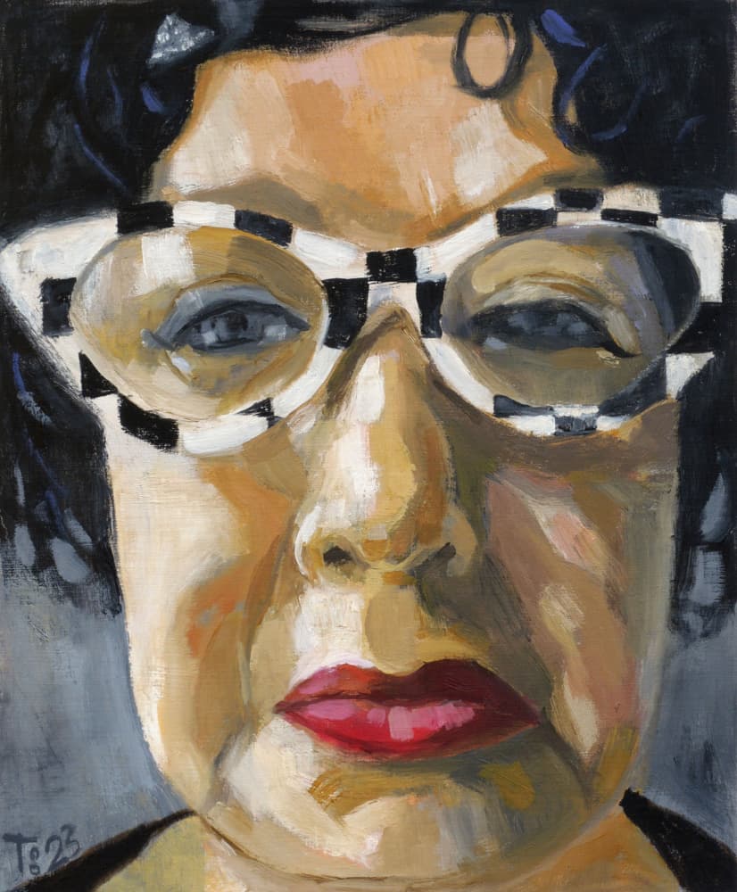 Checkered Glasses Portrait by Tore Bahnson — canvas wall art
