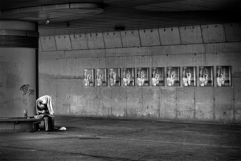 Lonely Man Underpass by Jef Van den Houte — canvas wall art