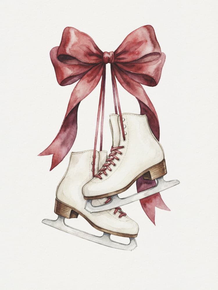 Red Bow Ice Skates by Andreas Magnusson — canvas wall art